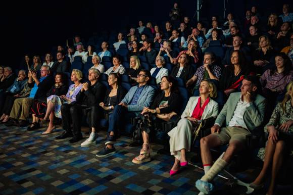 Cinema theatre MOJKINO Kranj with Nataša Bučar, director of SFC, Maja Sever, programming director of the festival, and Brane Završan, president of the festival , copyright: KRAFFT