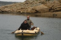 Sergi Lopez and Olivier Gourmet on the set of River Upstream / En amont du fleuve