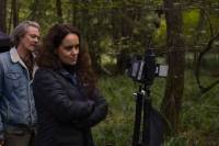 Director Sonja Prosenc (and Norwegian actor Kristoffer Joner) on the set