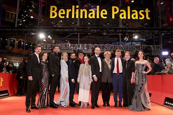 From left to right, Dawid Ogrodnik (Poland), Kristin Thora Haraldsdóttir (Iceland), Milan Marić (Serbia),  Ine Marie Wilmann (Norway),  Ardalan Esmaili (Sweden), Dieter Kosslick (Festival Director of the Berlin International Film Festival), Emma Drogunova (Germany), Blagoj Veselinov (FYR of Macedonia),  Monika Grütters (German Federal Government Commissioner of Culture and the Media), Elliott Crosset Hove (Denmark), Rea Lest (Estonia),  Aisling Franciosi (Ireland)