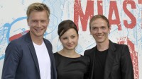 City&#039;44 cast Kuba Wesołowski (L) and Anna Próchniak (C), with director Jan Komasa (P) 