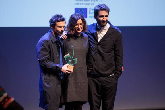 The team of Safe Place: director Juraj Lerotić, producer Miljenka Čogelja, actor Goran Marković