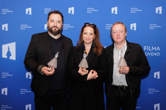 Team of Orchestra: director Matevž Luzar, producer Petra Vidmar and DoP Simon Tanšek