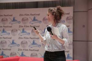 Chloe Guilhem speaking at the Zlin IFF